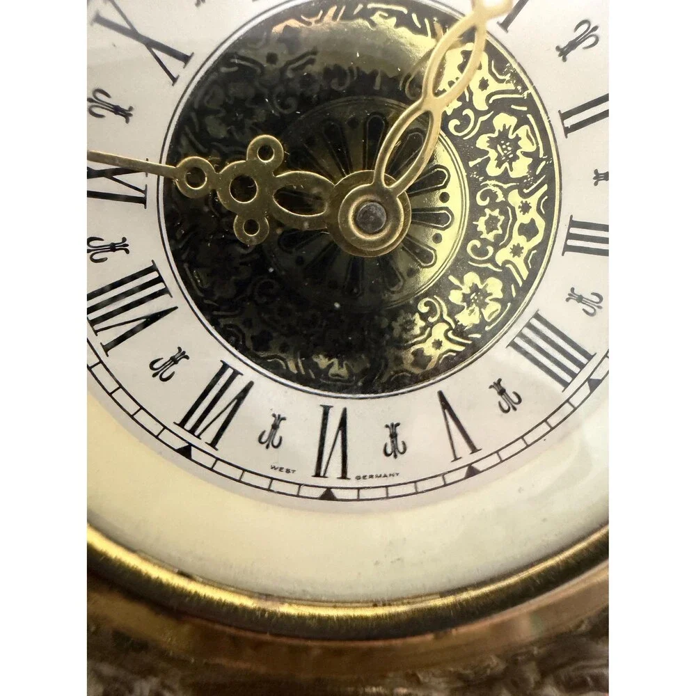 Vintage Brass Table Clock | Baroque Gothic Revival Mantel Clock